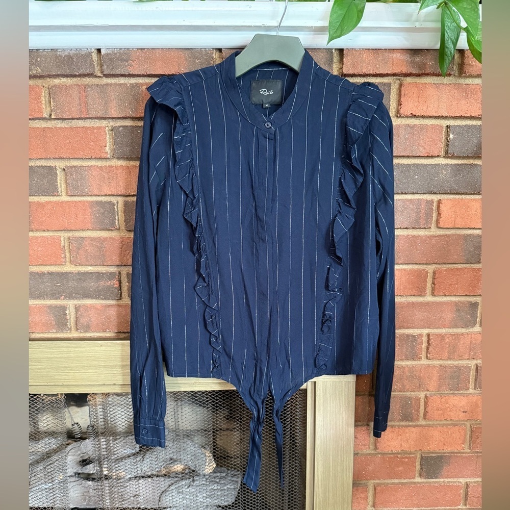 Rails navy blue with silver stripped blouse size M